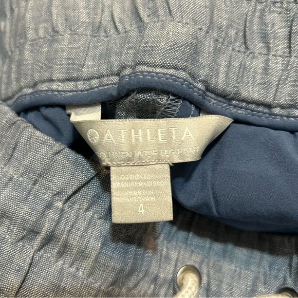 Athleta Cabo Linen Wide Leg Pants in Blue Size 4 - Picture 9 of 10